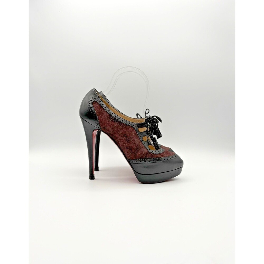 Christian Louboutin Mamimo Oxford Platform Heels Brown Suede Size EU 38